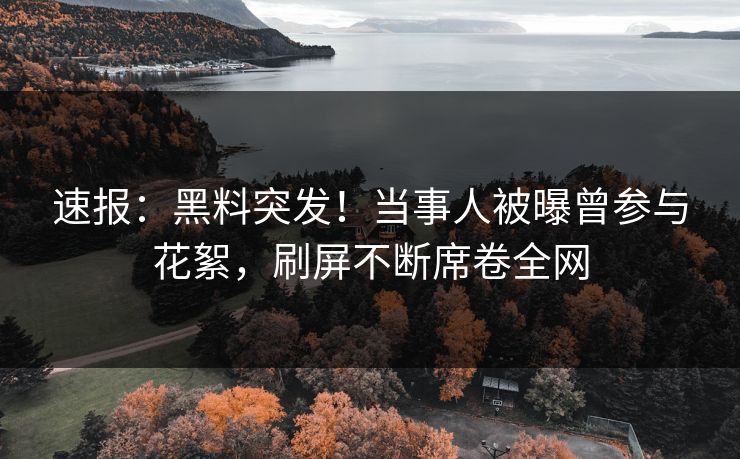 速报：黑料突发！当事人被曝曾参与花絮，刷屏不断席卷全网