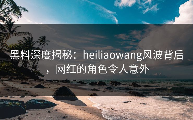 黑料深度揭秘：heiliaowang风波背后，网红的角色令人意外  第1张